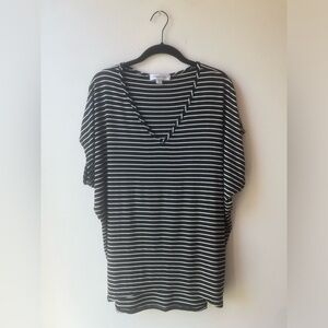 Amour Vert Mayr Modal Tee Amsterdam Black and White Stripe V-Neck Dolman Sleeve